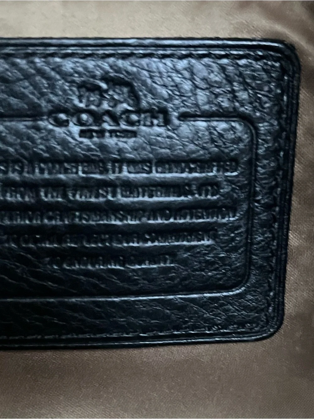 Coach Black Pebbled Leather Tote with Logo Plaque